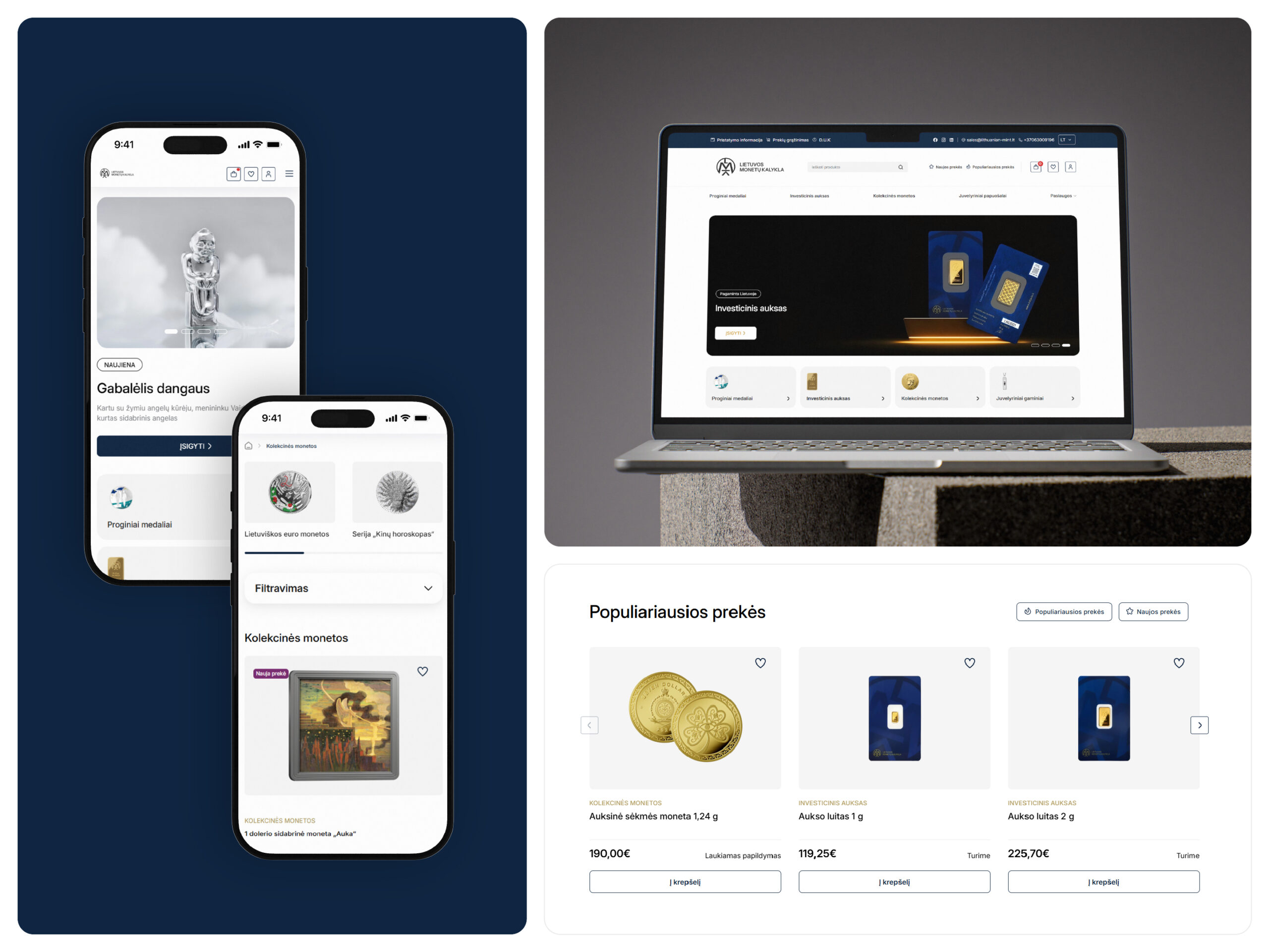 el. parduotuvių kūrimas. Internetinės parduotuvės vaizdas kompiuterio ir telefono ekranuose